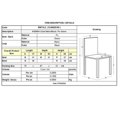 ANDRIA Καρέκλα Τραπεζαρίας- Κουζίνας, Μέταλλο Βαφή Μαύρο, Pu Πράσινο  47x60x86cm