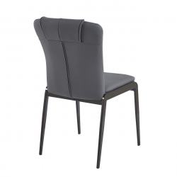 ANDRIA Καρέκλα Τραπεζαρίας- Κουζίνας, Μέταλλο Βαφή Μαύρο, Pu Ανθρακί  47x60x86cm