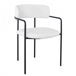 GILLAN Πολυθρόνα Μέταλλο Βαφή Μαύρο, Ύφασμα Teddy, Απόχρωση Άσπρο  54x54x81cm