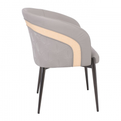 LENA Πολυθρόνα Μέταλλο Βαφή Μαύρο, Pu Ανοιχτό Γκρι  60x60x80cm