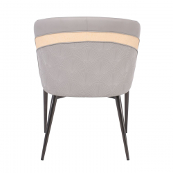 LENA Πολυθρόνα Μέταλλο Βαφή Μαύρο, Pu Ανοιχτό Γκρι  60x60x80cm