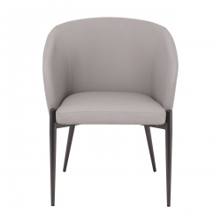 LENA Πολυθρόνα Μέταλλο Βαφή Μαύρο, Pu Ανοιχτό Γκρι  60x60x80cm