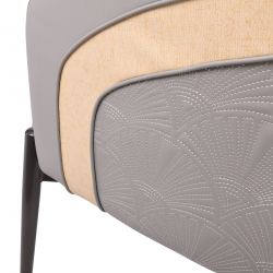 LENA Πολυθρόνα Μέταλλο Βαφή Μαύρο, Pu Ανοιχτό Γκρι  60x60x80cm