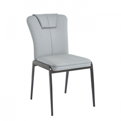 ANDRIA Καρέκλα Τραπεζαρίας- Κουζίνας, Μέταλλο Βαφή Μαύρο, Pu Ανοιχτό Γκρι  47x60x86cm