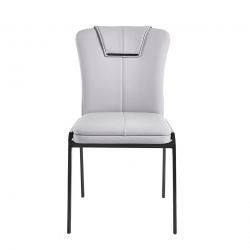 ANDRIA Καρέκλα Τραπεζαρίας- Κουζίνας, Μέταλλο Βαφή Μαύρο, Pu Ανοιχτό Γκρι  47x60x86cm