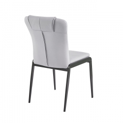 ANDRIA Καρέκλα Τραπεζαρίας- Κουζίνας, Μέταλλο Βαφή Μαύρο, Pu Ανοιχτό Γκρι  47x60x86cm