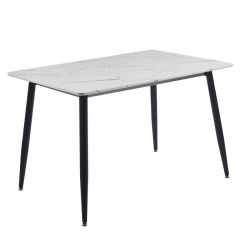 DATUM Τραπέζι Κουζίνας- Τραπεζαρίας, Μέταλλο Βαφή Μαύρο, Mdf Άσπρο Μάρμαρο  120x80x75cm