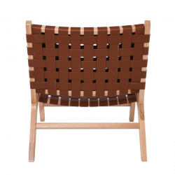 DUNE Lounge Καρέκλα, Ξύλο Απόχρωση Φυσικό, Κάθισμα-Πλάτη Ιμάντες Pu Καφέ  67x78x77cm