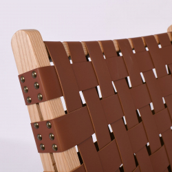 DUNE Lounge Καρέκλα, Ξύλο Απόχρωση Φυσικό, Κάθισμα-Πλάτη Ιμάντες Pu Καφέ  67x78x77cm