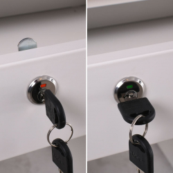 ΓΡΑΦΕΙΟ 6-Συρτάρια, Μέταλλο Βαφή Άσπρο, Επιφάνεια Απόχρωση Maple  140x60x75cm