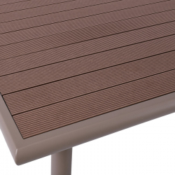 SERRANO Τραπέζι Κήπου-Βεράντας Μέταλλο Βαφή Sand Beige, Polywood Καρυδί  80x80x74cm