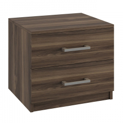 LIFE-W Κομοδίνο με 2 Συρτάρια, Απόχρωση Καρυδί  48x40x41cm