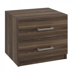 LIFE-W Κομοδίνο με 2 Συρτάρια, Απόχρωση Καρυδί  48x40x41cm