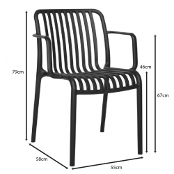 MODA-W Πολυθρόνα Στοιβαζόμενη, PP - UV Protection Απόχρωση Μαύρο  55x58x79cm