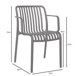 MODA-W Πολυθρόνα Στοιβαζόμενη, PP - UV Protection Απόχρωση Γκρι  55x58x79cm