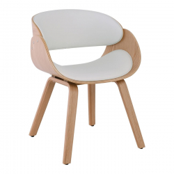 JOY Πολυθρόνα-Pro Τραπεζαρίας, Φυσικό, Pu Άσπρο  58x53x75cm