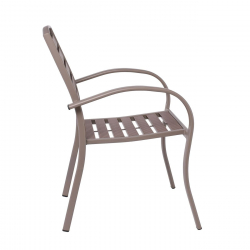 SERRANO Πολυθρόνα Κήπου Μέταλλο Βαφή Sand Beige, Polywood Καρυδί, Στοιβαζόμενη  56x64x88cm