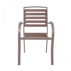 SERRANO Πολυθρόνα Κήπου Μέταλλο Βαφή Sand Beige, Polywood Καρυδί, Στοιβαζόμενη  56x64x88cm