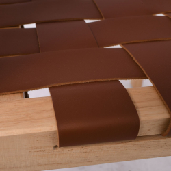 DUNE Καρέκλα Τραπεζαρίας, Ξύλο Απόχρωση Φυσικό, Κάθισμα-Πλάτη Ιμάντες Pu Καφέ  50x59x85cm