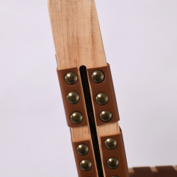 DUNE Καρέκλα Τραπεζαρίας, Ξύλο Απόχρωση Φυσικό, Κάθισμα-Πλάτη Ιμάντες Pu Καφέ  50x59x85cm