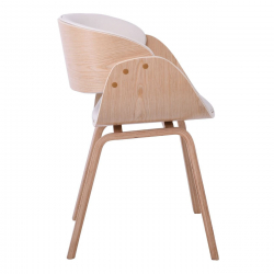 JOY-W Πολυθρόνα Τραπεζαρίας Φυσικό, Pu Άσπρο  57x55x80cm