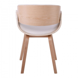 JOY-W Πολυθρόνα Τραπεζαρίας Φυσικό, Pu Άσπρο  57x55x80cm