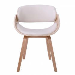 JOY-W Πολυθρόνα Τραπεζαρίας Φυσικό, Pu Άσπρο  57x55x80cm