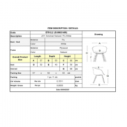 JOY-W Πολυθρόνα Τραπεζαρίας Φυσικό, Pu Άσπρο  57x55x80cm