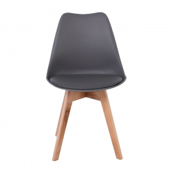 MARTIN Καρέκλα Τραπεζαρίας Κουζίνας, Ξύλο, PP Ανθρακί, Αμοντάριστη Ταπετσαρία  48x56x82cm