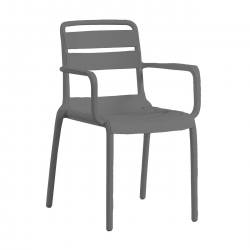 SERENATA Πολυθρόνα Στοιβαζόμενη, PP-UV Ανθρακί  54x58x81cm