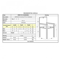 SERENATA Πολυθρόνα Στοιβαζόμενη, PP-UV Ανθρακί  54x58x81cm