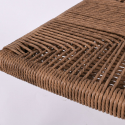 MADY Πολυθρόνα Βεράντας-Κήπου ALU Άσπρο, Rope Wicker Φυσικό, Στοιβαζόμενη  56x59x78cm