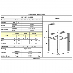 MADY Πολυθρόνα Βεράντας-Κήπου ALU Άσπρο, Rope Wicker Φυσικό, Στοιβαζόμενη  56x59x78cm