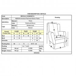 MARON Πολυθρόνα - Μπερζέρα Ξύλο Φυσικό, Ύφασμα Patchwork Brown  72x68x91cm