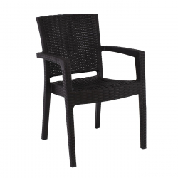 LORA-Pro Πολυθρόνα Στοιβαζόμενη, PP (Rattan Look) Απόχρωση Καφέ Σκούρο  58x61x87cm