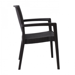 LORA-Pro Πολυθρόνα Στοιβαζόμενη, PP (Rattan Look) Απόχρωση Καφέ Σκούρο  58x61x87cm