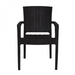 LORA-Pro Πολυθρόνα Στοιβαζόμενη, PP (Rattan Look) Απόχρωση Καφέ Σκούρο  58x61x87cm