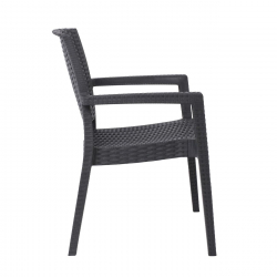 LORA-Pro Πολυθρόνα Στοιβαζόμενη, PP (Rattan Look) Απόχρωση Ανθρακί  58x61x87cm