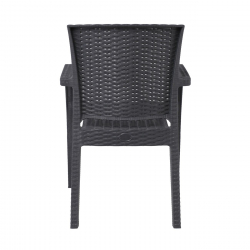 LORA-Pro Πολυθρόνα Στοιβαζόμενη, PP (Rattan Look) Απόχρωση Ανθρακί  58x61x87cm