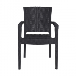 LORA-Pro Πολυθρόνα Στοιβαζόμενη, PP (Rattan Look) Απόχρωση Ανθρακί  58x61x87cm