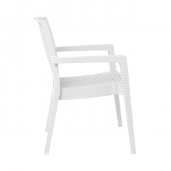 LORA-Pro Πολυθρόνα Στοιβαζόμενη, PP (Rattan Look) Απόχρωση Άσπρο  58x61x87cm