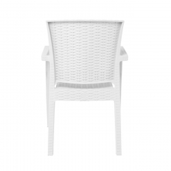 LORA-Pro Πολυθρόνα Στοιβαζόμενη, PP (Rattan Look) Απόχρωση Άσπρο  58x61x87cm