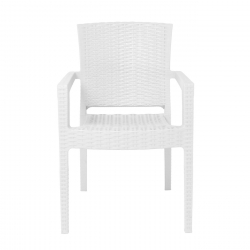 LORA-Pro Πολυθρόνα Στοιβαζόμενη, PP (Rattan Look) Απόχρωση Άσπρο  58x61x87cm