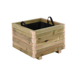 FLOWER POT WOOD Γλάστρα, Εμποτισμού Pine, Απόχρωση Φυσικό, 50x50x36cm  50x50x36cm