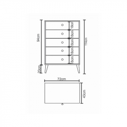Συρταριέρα ArteLibre AMARI Δρυς Μοριοσανίδα 43x43x114cm