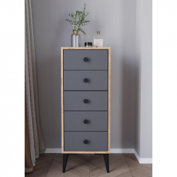 Συρταριέρα ArteLibre AMARI Δρυς/Ανθρακί Μοριοσανίδα 43x43x114cm