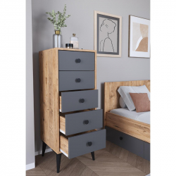 Συρταριέρα ArteLibre AMARI Δρυς/Ανθρακί Μοριοσανίδα 43x43x114cm