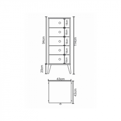 Συρταριέρα ArteLibre AMARI Λευκό Μοριοσανίδα 43x43x114cm