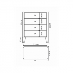 Συρταριέρα ArteLibre AMARI Λευκό Μοριοσανίδα 72x43x96cm