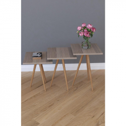 Τραπεζάκι Βοηθητικό ArteLibre ZURI Cordoba Μοριοσανίδα/Ξύλο 33x33x52/33x33x47/33x33x42cm Σετ 3Τμχ